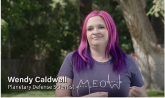 Screenshot of Wendy Caldwell, LANL Planetary Defense Scientist.  For interviews with both Cathy and Wendy, see LANL’s video posted on YouTube: Asteroids named after two Los Alamos National Laboratory scientists.
